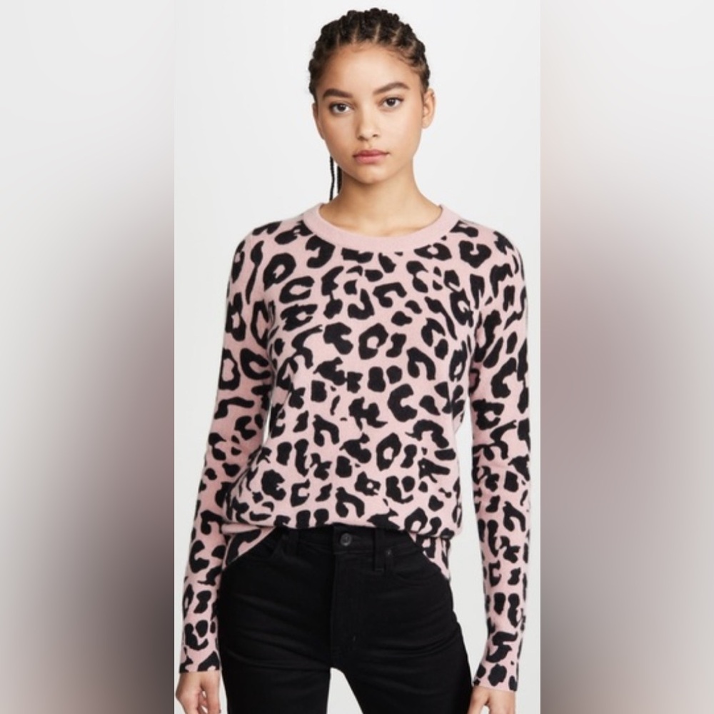 White+Warren Essentials Leopard Print Cashmere Cr… - image 1